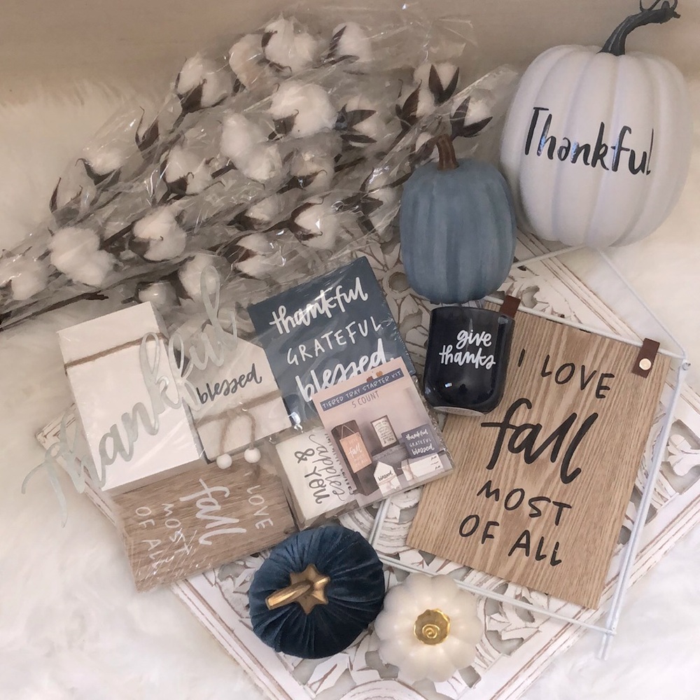 Target Fall Thanksgiving Farmhouse Rustic Pumpkin Tiered Tray Decor Bundle